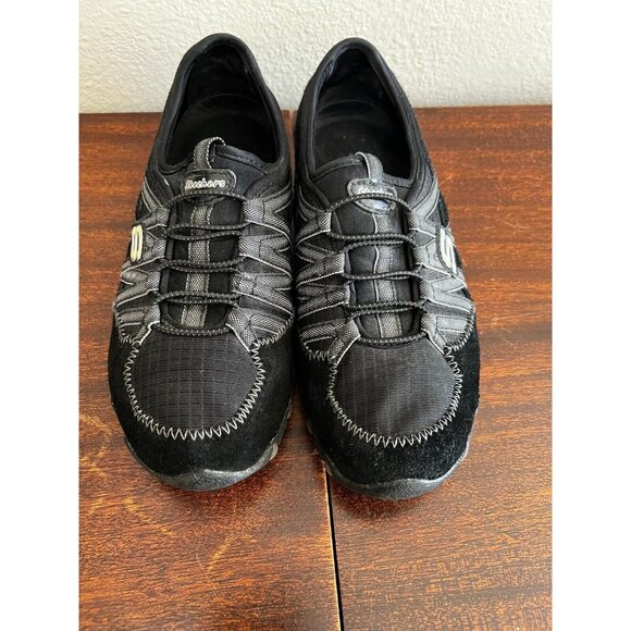 Skechers Sneakers Shoes Women's US 7 Black Elastic Laces Slip On Athletic 21139 - Picture 2 of 7